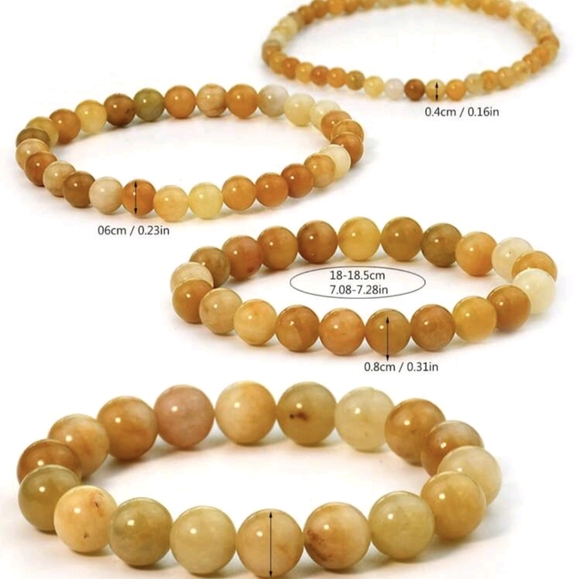4 Jade Chakra Stone Bracelets Yellow Gold Boho Bracelet Set Gift for Mom - Picture 5 of 8